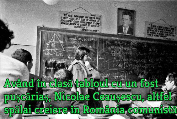 Sală de clasă în regimul dictatorului criminal Ceauşescu