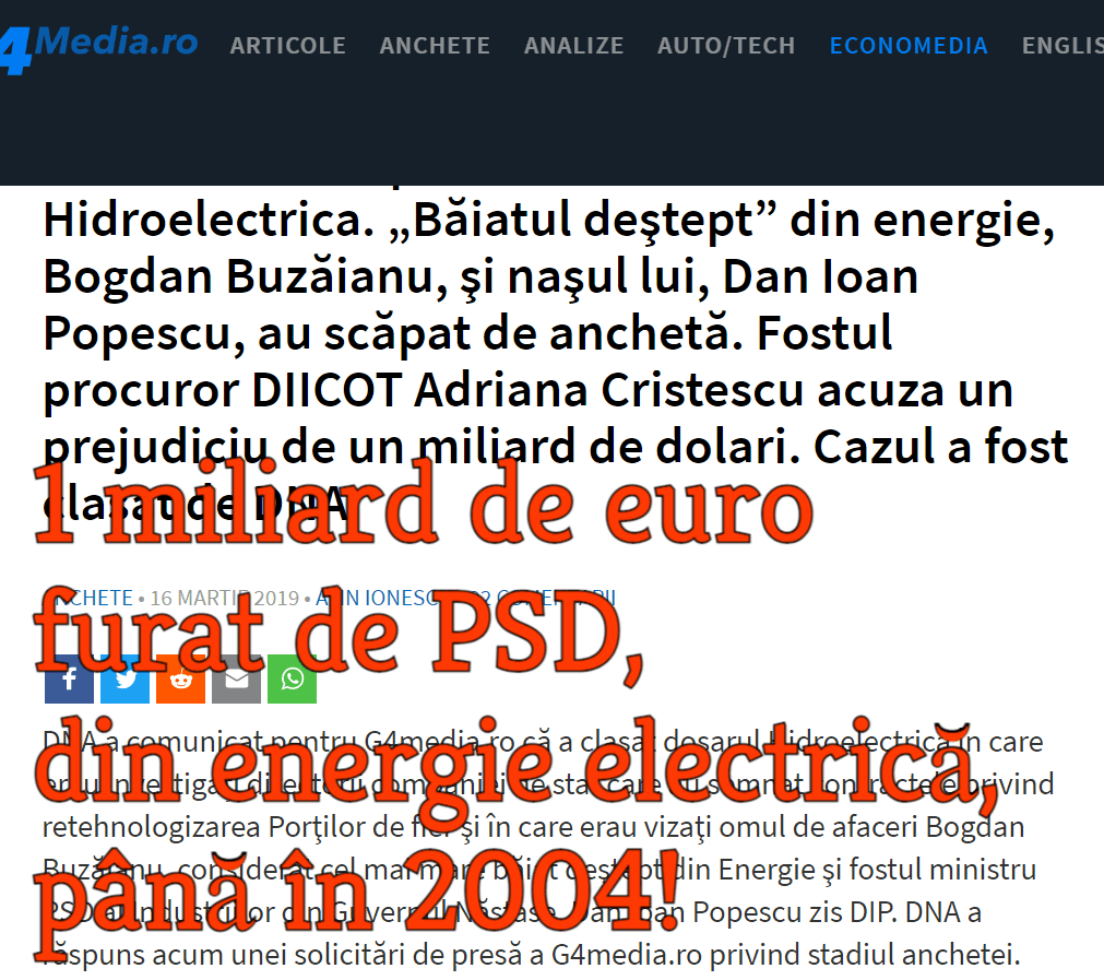 Un miliard de euro furat de PSD, din energie electrică, până în 2004
