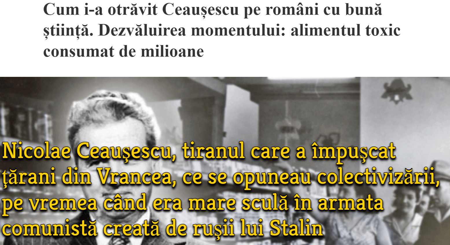 Ceausescu, alimente otravite