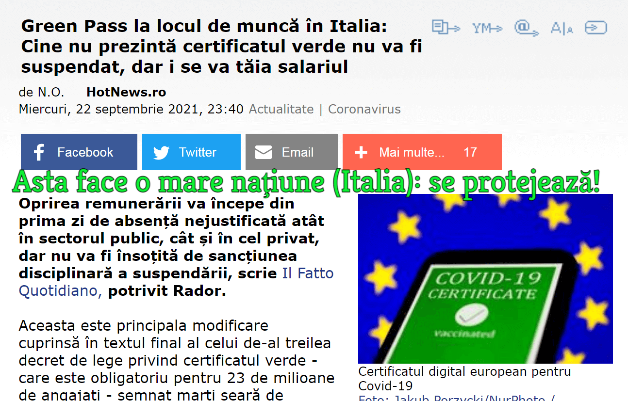 Certificatul verde, Italia