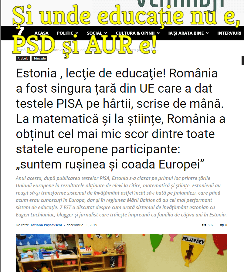Educatie, Estonia versus Romania