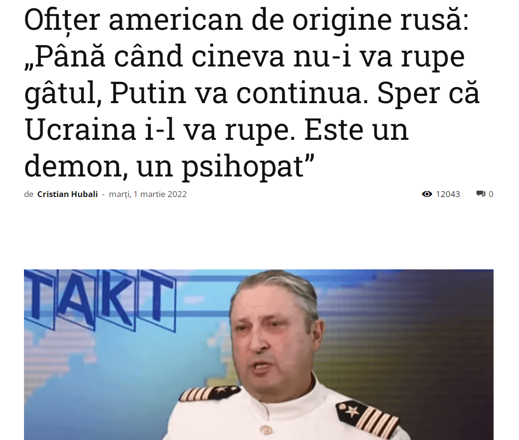 Ofiter american despre criminalul Putin