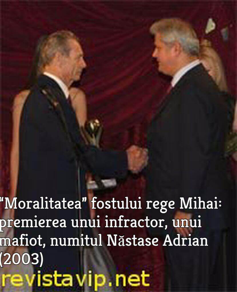 Regele Mihai premiindu-l pe mafiotul Adrian Năstase
