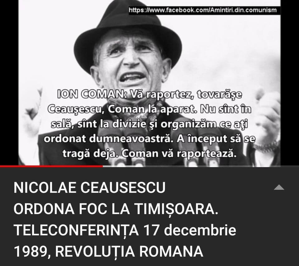 Ceausescu ordona foc la Timisoara in 1989