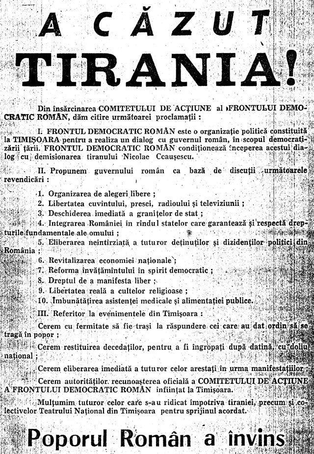 16 decembrie 1989 - la Timisoara incepea Revolutia anticomunista
