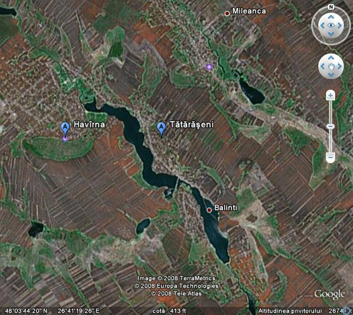 Google Maps: Havarna, Tataraseni, Balinti, Mileanca